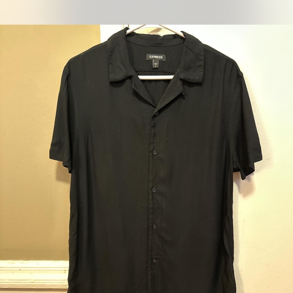 Express Men's Black Rayon Button Up